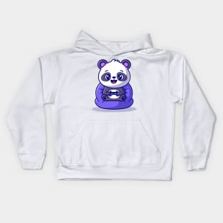 Cute Panda On Playing Game Cartoon Kids Hoodie